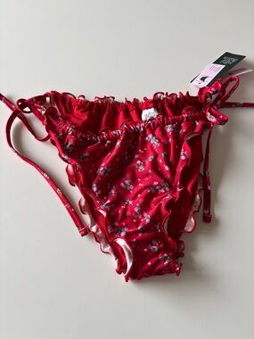 wild fable Red Floral Ruffle Bikini Bottoms